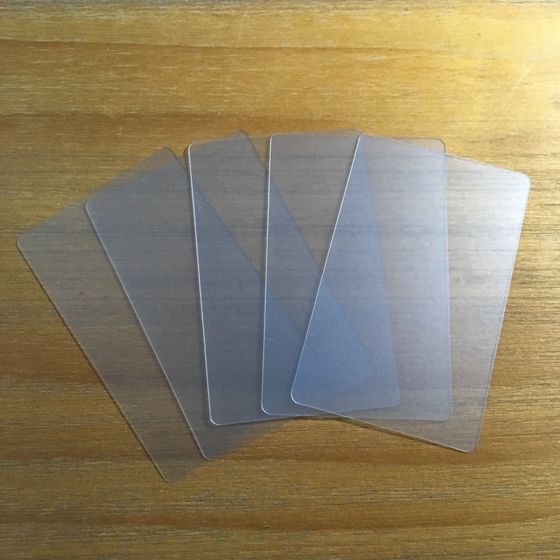 Tarjeta de PVC transparente en blanco, tamaño de 85,5mm x 54mm x 0,38mm, adecuado para tipos de impresión de tarjetas de visita
