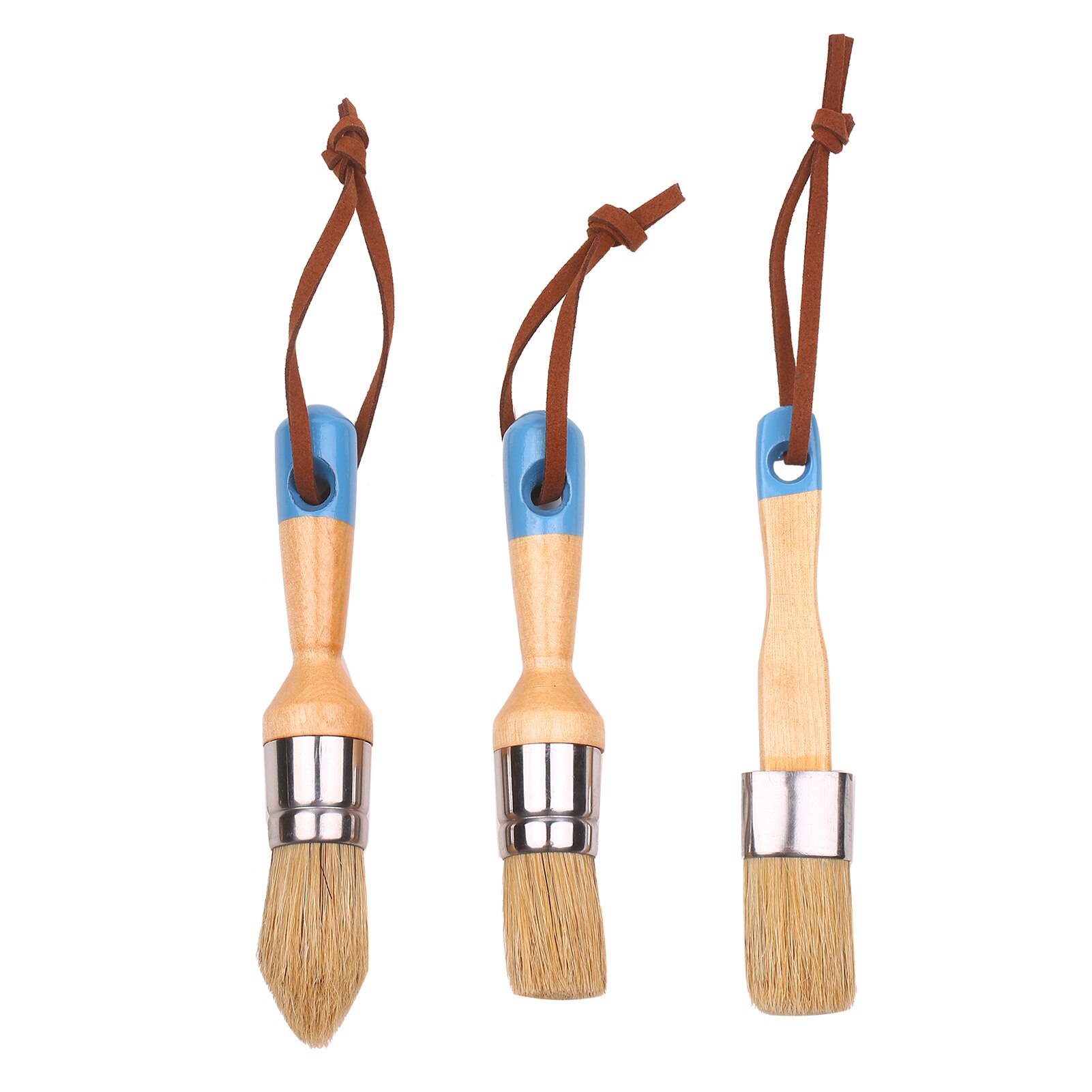 5pcs Paint Brushes Set Household Paint Brushes Includes Round/Pointed/Flat Brush with Ergonomic Handle Painting and Waxing Tool: 3PCS