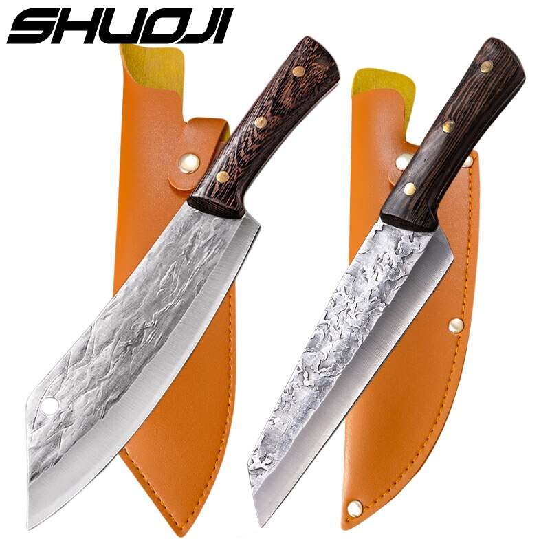 Forge Boning Knife Japanese Full Tang Handle Knife Handmade Steel Kitchen Boning Knives Chef Slicing Utility Santoku Cleaver: Type2Type3withsheath