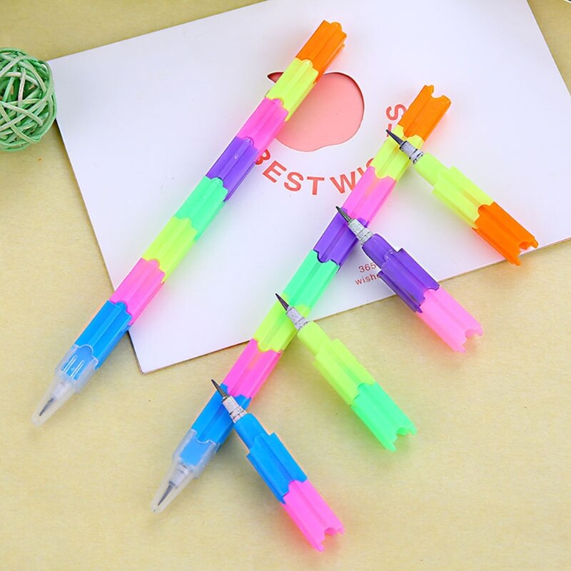 Kawaii block penna kontor skola multifunktion 8 färg färgglada staplare swap pennor 1 st