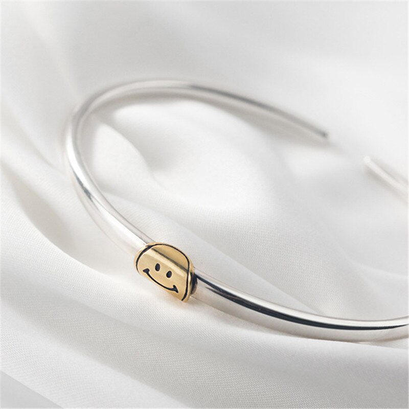 925 sterling silver adjustable smile charm bracelet & bangle handmade 2022 korean jewelry for women pulseras mujer  sl521
