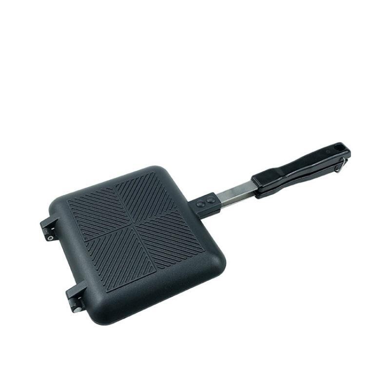 Røykfri stekepanne egnet for gass husholdning sandwich toast form toast brød bakebrett non-stick aluminium flip pannekake panne: Svart indre svart