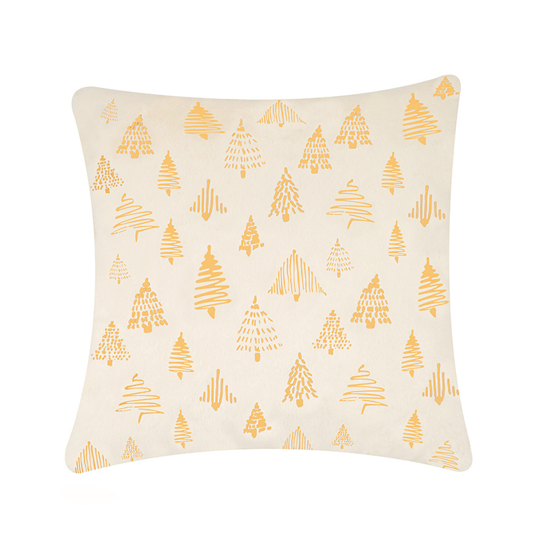 Housse de Coussin Noël Impression Feuille - 45x45cm - Taie d'oreiller Coton Doux - Style Jacquard pour Canapé: Blanc