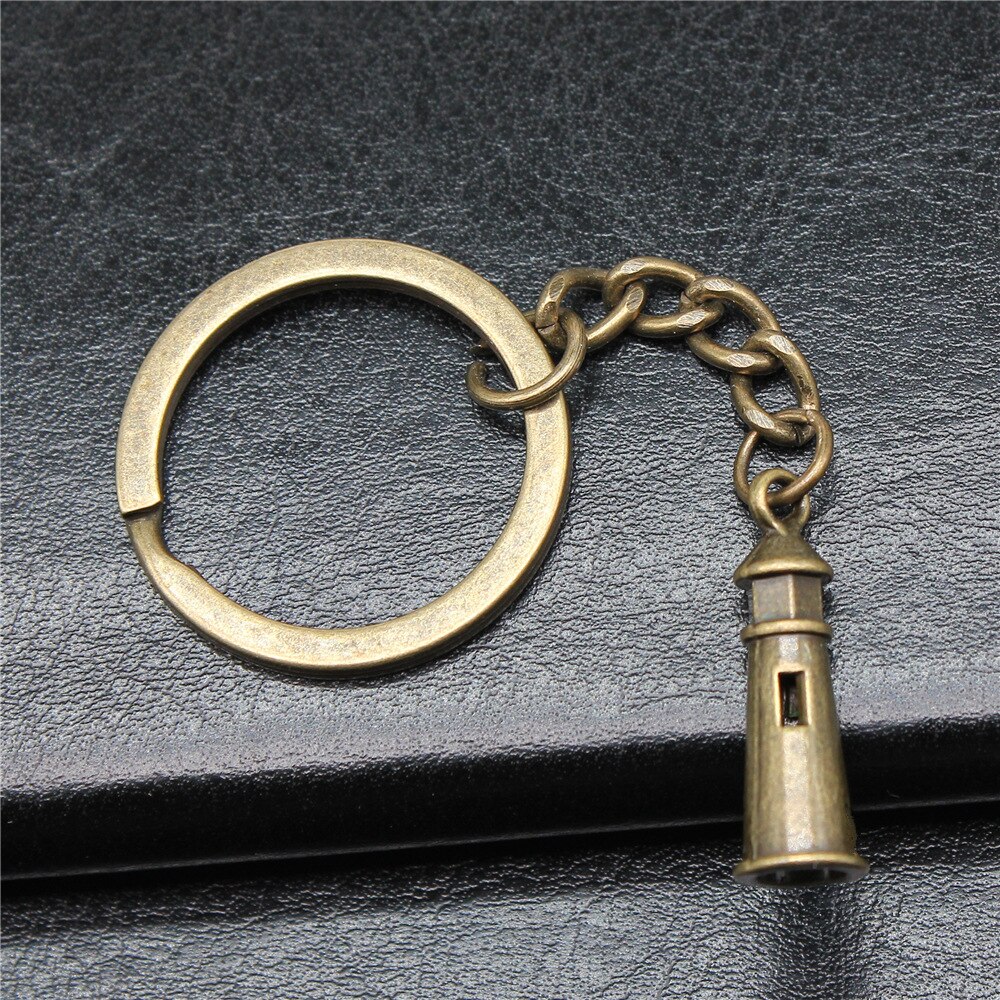 DIY Metall Halfter Kette Männer Keychain Jahrgang 2 Farben 25x8mm Leuchtturm Anhänger Souvenirs: Antiquität Bronze- Farbe