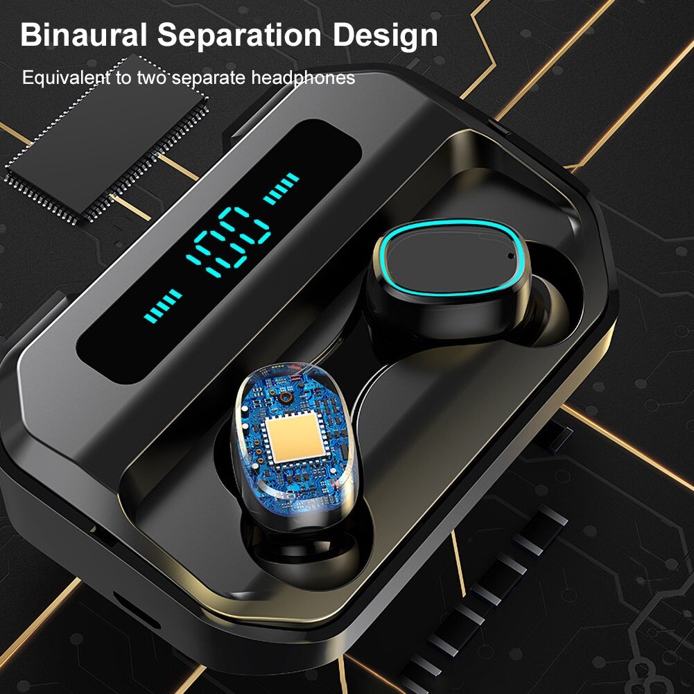 Draadloze bluetooth-headset 2200 mah oplaadbox draadloze bluetooth 5.0- koptelefoon met digitaal display in-ear oordopjes koptelefoons