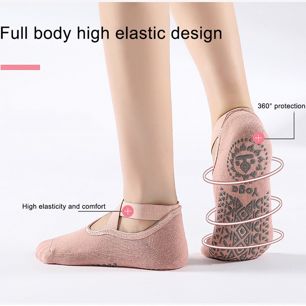 1 paar yoga-socken für damen, gekreuzt, dick bedruckt, atmungsaktiv, rutschfest, fingersocken, geeignet für indoor-fitness, pilates, sport und andere aktivitäten