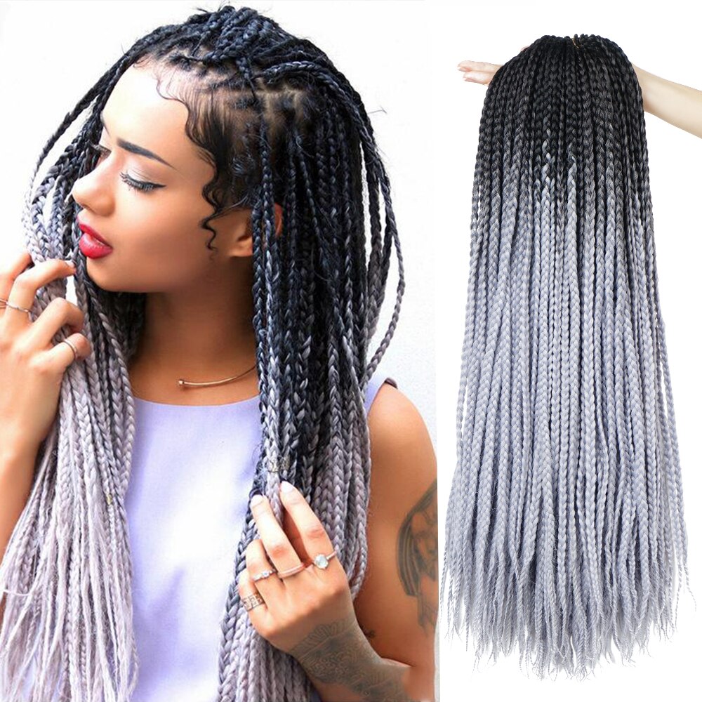Box Braids 24Strands Senegalese Twist Braids Crochet Hair Extensions Ombre Colors 24inch Braiding Hair Youngther