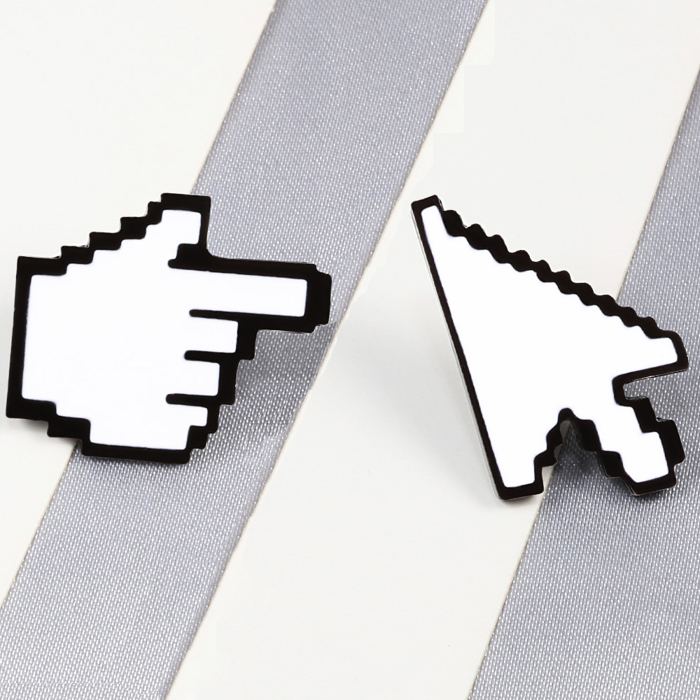 Klassieke Cursor Pixel Pijl Gebaar Email Pinnen Witte Computer Raam Muisaanwijzer Badges Broche It Worker Punk Sieraden Pin Cadeau
