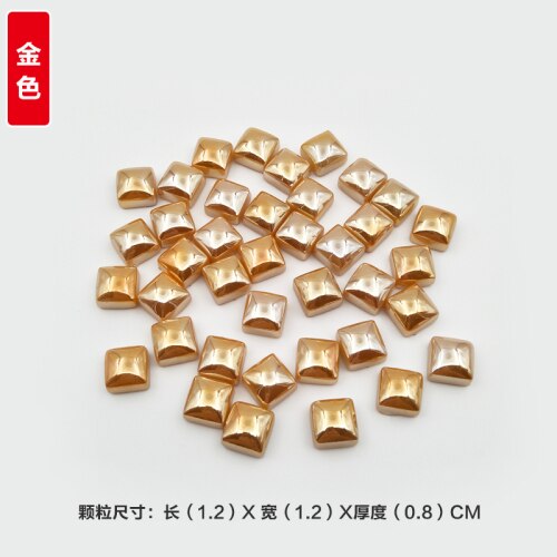 100Pcs Gepolijst Jade Mozaïek Tegels 1.2Cm Vierkante Mozaïek Stenen Kleurrijke Mozaïek Materialen Voor Kinderen/Kids Diy Handgemaakte craft Tegel: 100pcs Gold