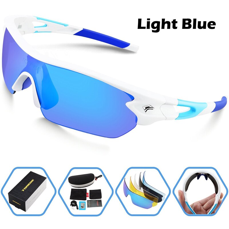 polarisierte Sport Sonnenbrille Mit 5 Austauschbaren Objektiv für Männer Frauen Radfahren Laufen Fahren Angeln Golf Baseball Gläser