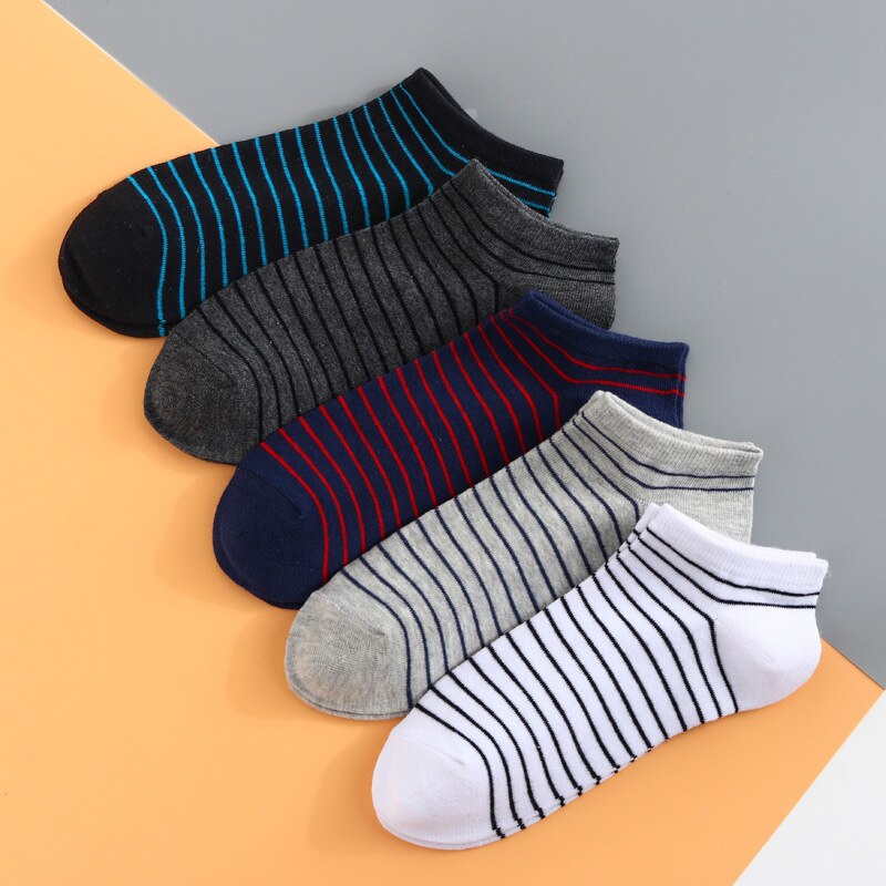 Men's Sports Socks Cotton Stripe Boat Socks All Seasons Spring Autumn Male Casual Harajuku Breathable Men Ankle Sock Boy