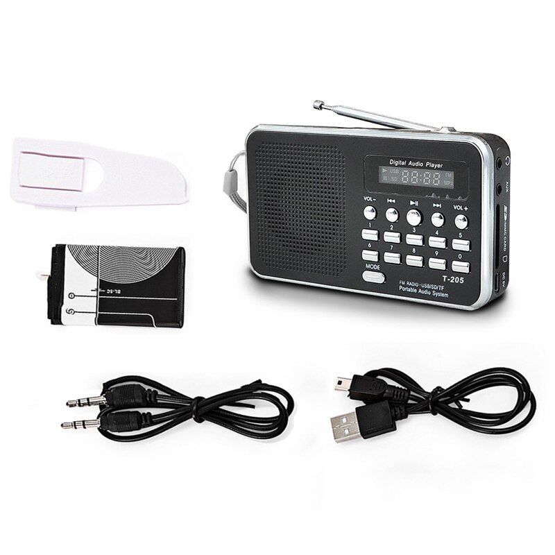 Portable Mini Am Fm Radio Stereo Speaker Support Sd/Tf Card With Usb(Black)
