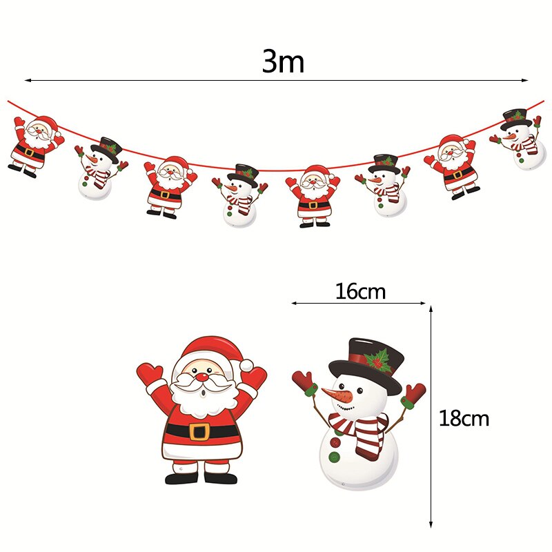 3m Länge Santa Claus Weihnachten Baum Zauberstab Hängen Papier Girlande Weihnachten Baum Dekoration Elch Socken Sterne freundlicher Frohe Weihnachten Banner: G05 santa Schneemann