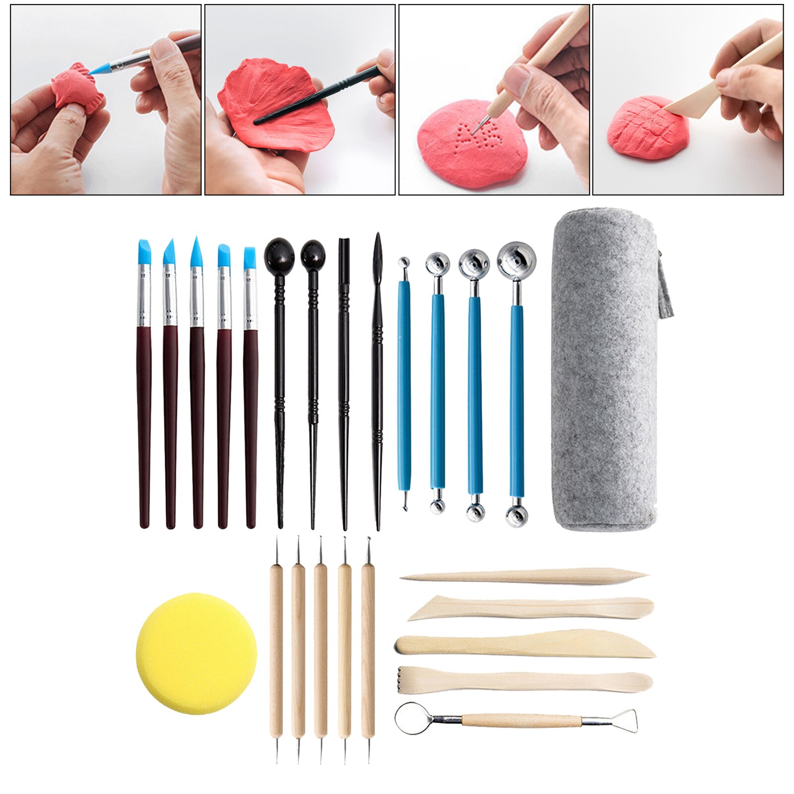 Conjunto de utensilios de arcilla polimérica para modelado, herramienta para esculpir y proyectos de modelado de cerámica, 25 uds.
