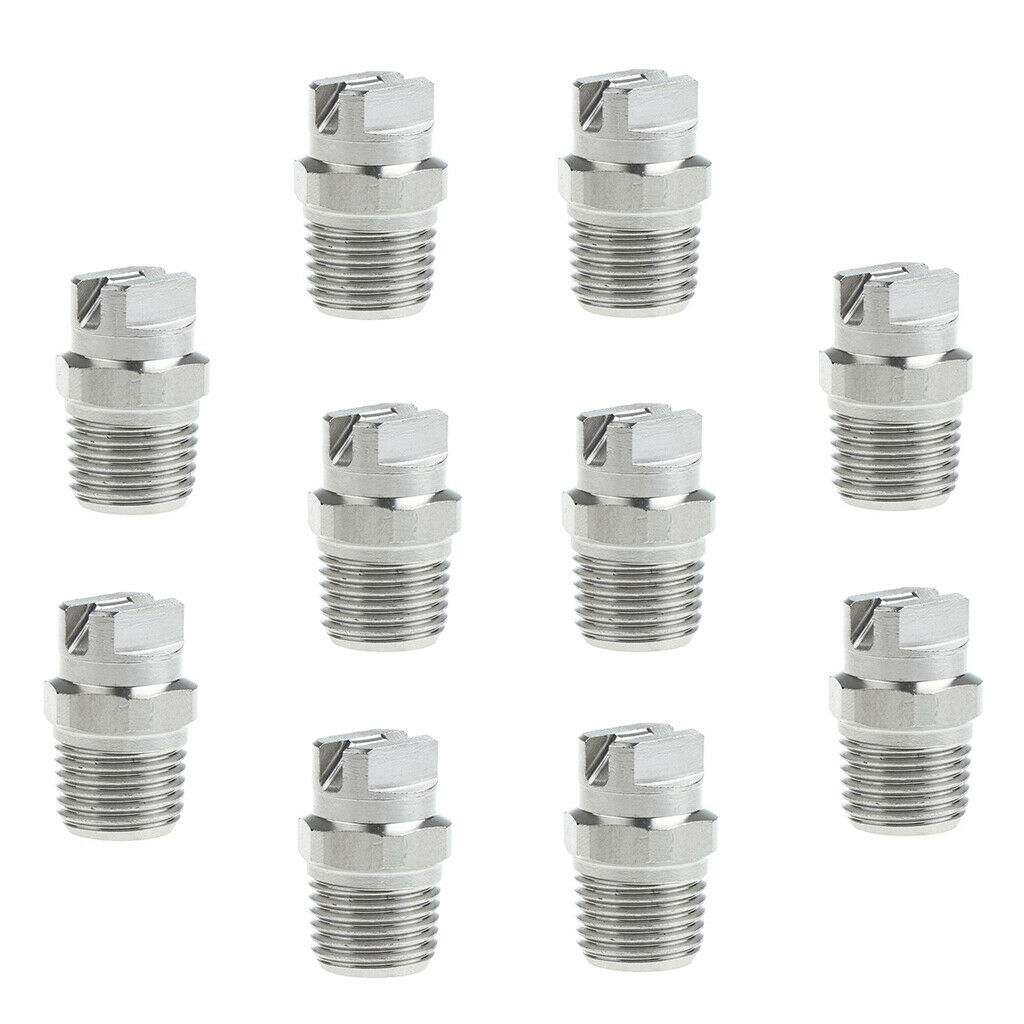 10 pces 1/4 "bicos de aço inoxidável multiuso pulverizador de alta pressão bicos planos 65 ° do ventilador para as peças de alta pressão da arruela