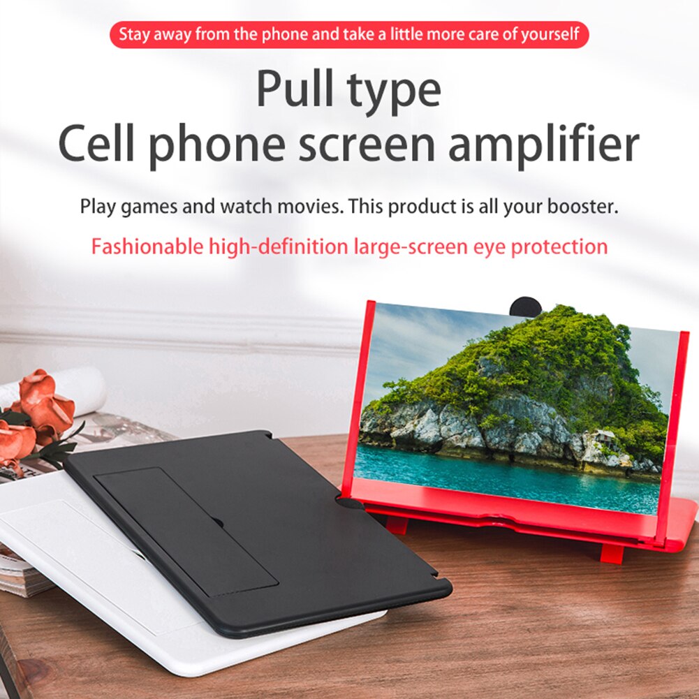 12 inch 3D Mobile Phone Screen Magnifier HD Video Amplifier Stand Bracket with Movie Game Magnifying Folding Phone Desk Holder