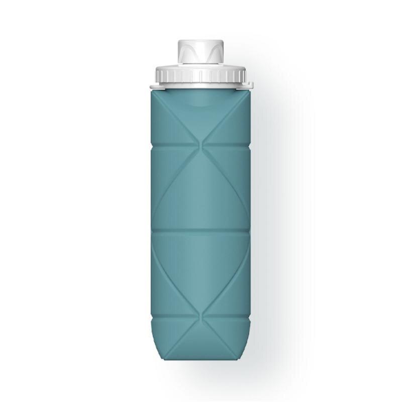 Botella de agua fría plegable para viaje, bote de plástico de silicona para alimentos, taza de agua práctica retráctil con cuerda: green