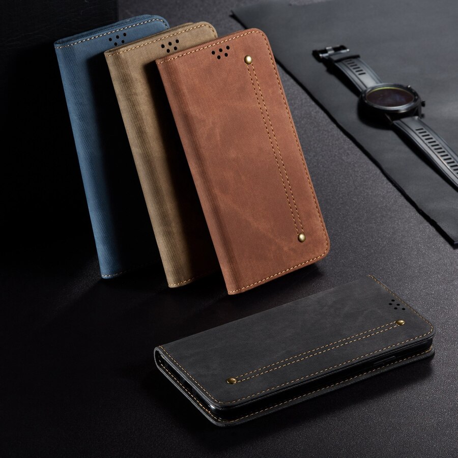 Denim Leather Flip Case for OPPO F11 A9 RENO 2 2F 2Z Coque Magnetic Luxury Card Holder Wallet Book Cover for OPPO Reno2 Reno2z