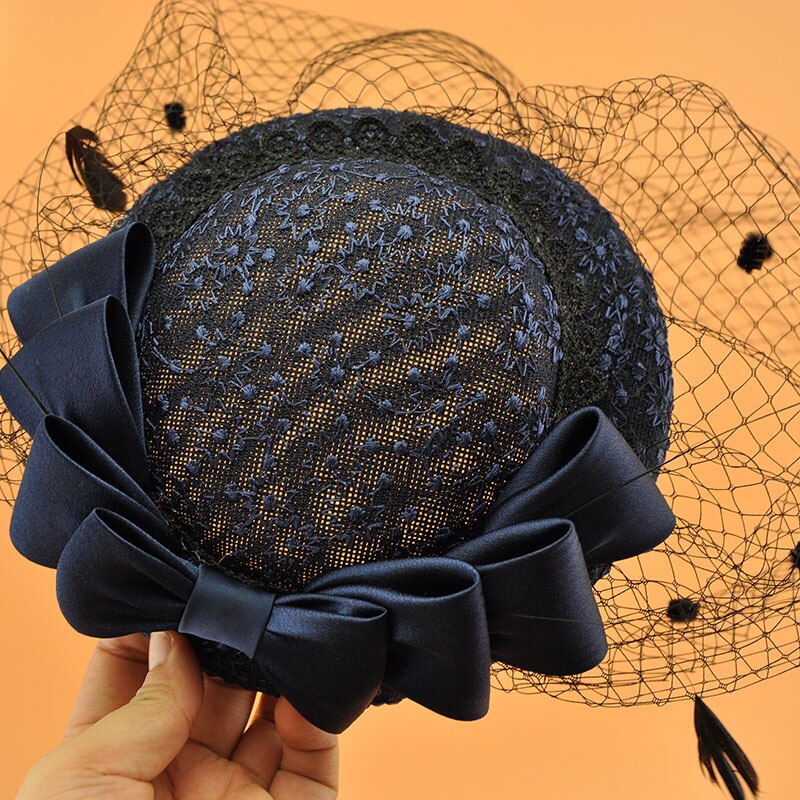 Wedding Bridal Hats Navy Blue bridcage Veil Fascinators headpiece party hair accessories party Hat wedding accessories