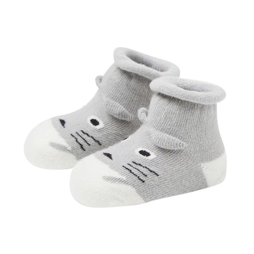 Baby Socks Winter Kids Infant Toddler Baby Boys Girls Socks Cartoon Cute Animals Anti-Slip Knitted Keep Warm Socks: Gray / M