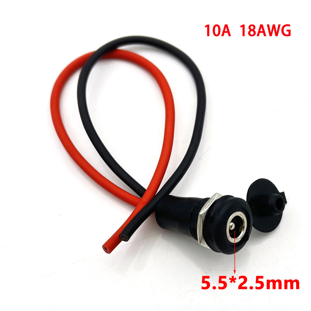 Battery DC Power plug connector for diy dc waterproof jack connector 5.5 X 2.1 mm 5.5X2.5mm with Wire Turmera
