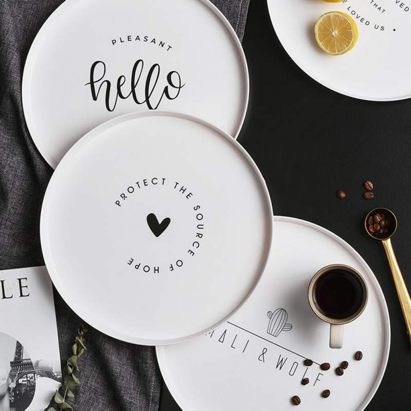Round Breakfast Plate Tea Cup Tray Dim Sum Plastic Tray Steak Dish Plate Round Steak Dish tableware dinnerware