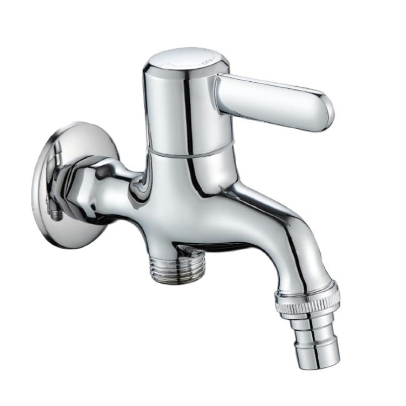 1PC Brass Chrome Finished Laundry Washing Machine Faucet Water Cold Tap Wall Mount Outdoor Garden Bibcock Faucet