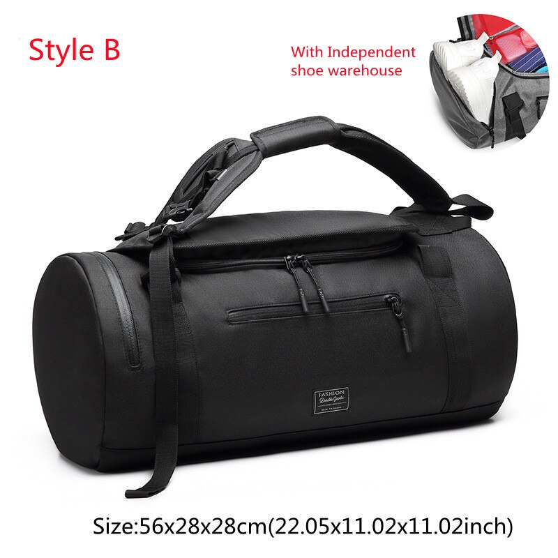 High Capacity Travel Tote Multifunction Cosmetic Clothes Storage Duffle Shoulder Bags Sports Fitness Handbag Accessories Supplie: B Black