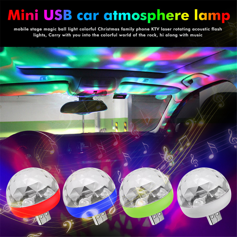 Mini usb disco dj ljus led lampa kristall magisk effekt scen boll lampor musik kontroll mobiltelefon usb ljus för hem år
