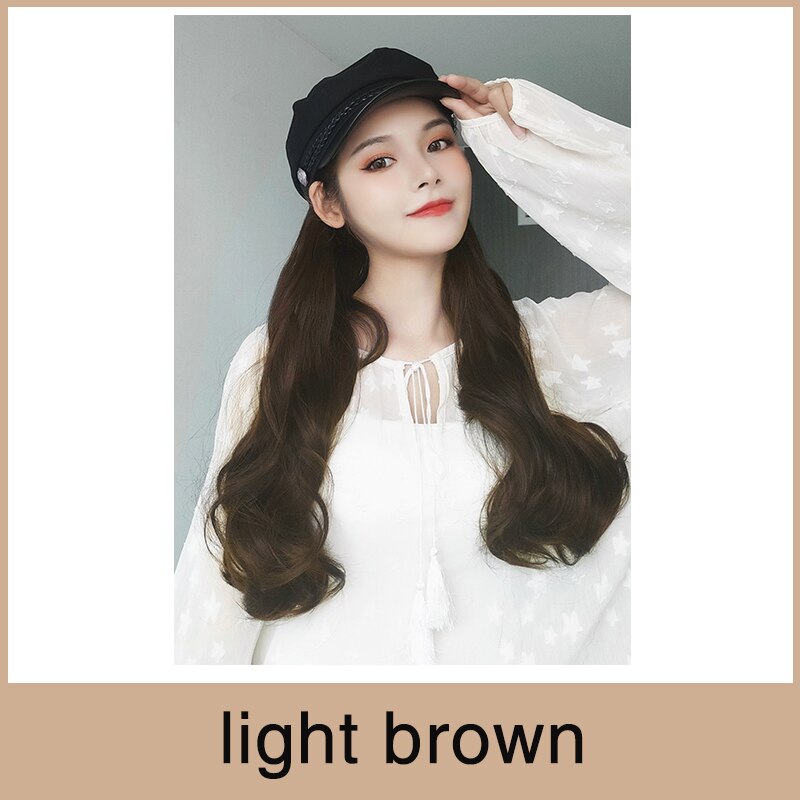 MUMUPI-Peluca de sombrero extensible para mujer, gorro de marinero sintético liso con cabello largo, peluca integrada, extensión de cabello adecuado para: 1B/27HL