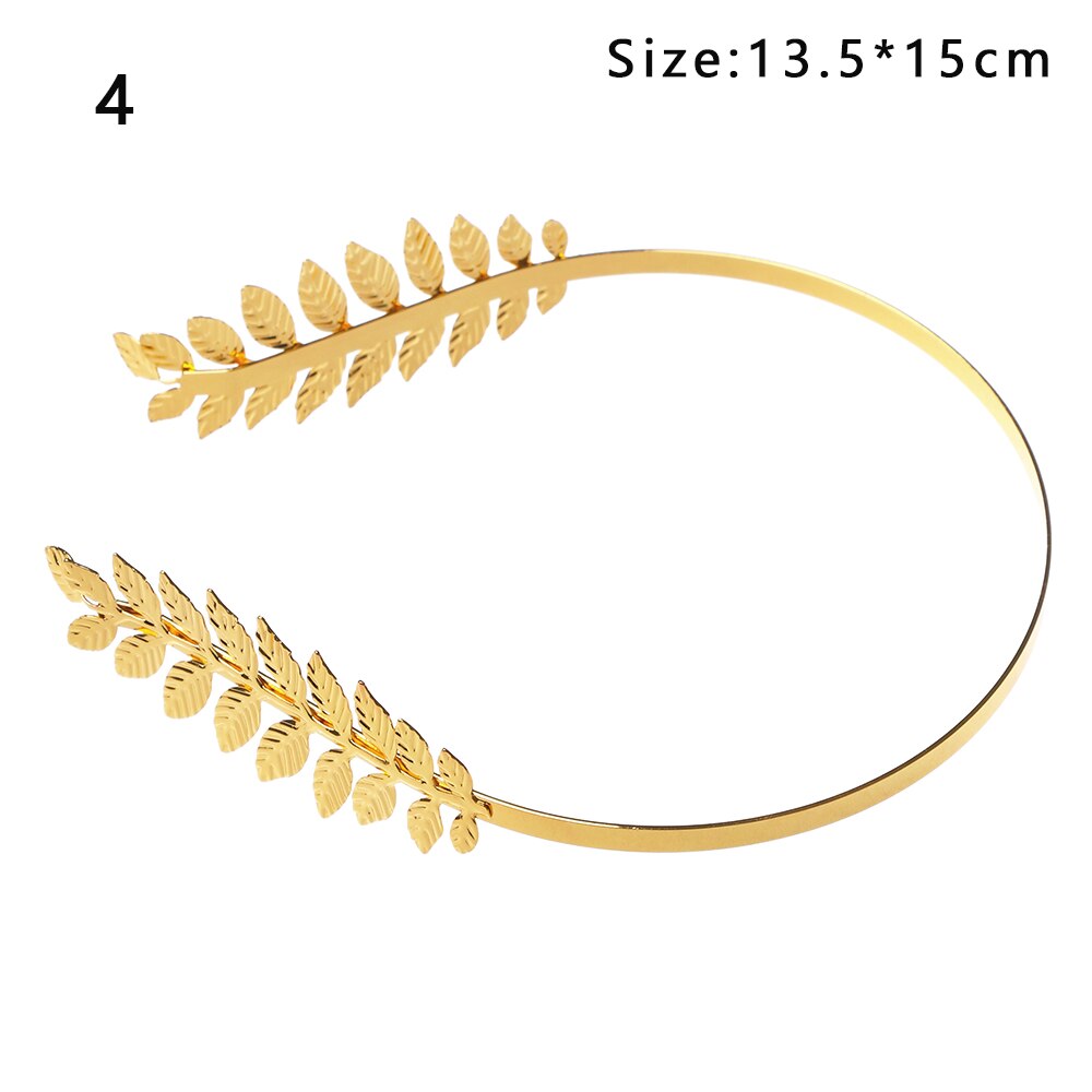 Gyllene retro blad hårband metall hår båge bröllop hår krona tiara hår kammar brud pannband dekor hår styling verktyg: 4