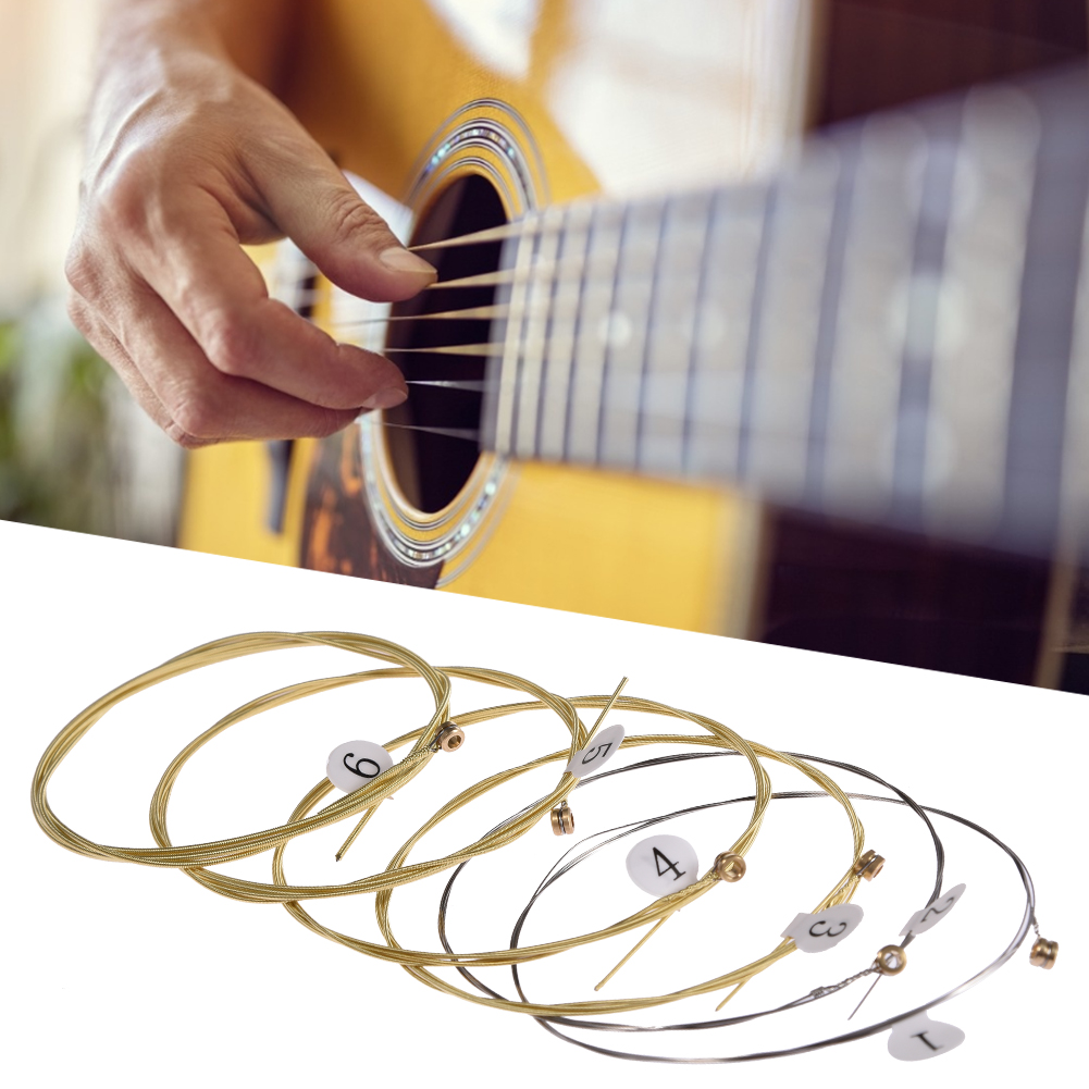 6 pçs/set universal guitarra acústica corda de bronze hexagonal aço núcleo cordas para instrumentos musicais guitarras cordas parte da guitarra