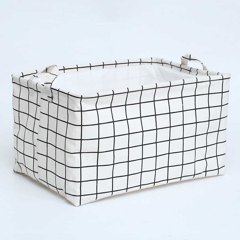 Nordic Fabric Lattice Waterproof Folding Laundry Basket for Desktop Sundries Storage Box for Toys Books Dustproof Storage Basket