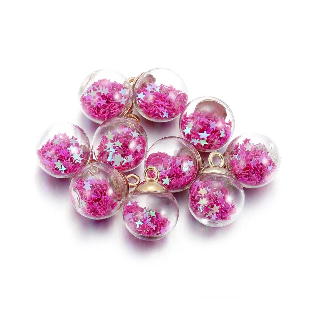 10 Uds. De cuentas de estrella de bola transparente de cristal de 16mm, dijes de lentejuelas, colgante para pulsera, collar, accesorios para hacer joyería DIY: Con recubrimiento de titanio