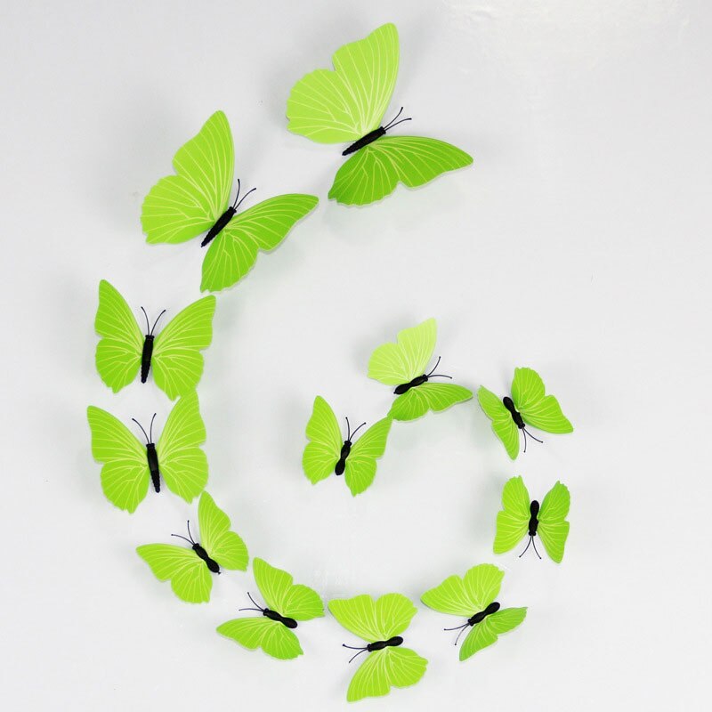 12 stk/sæt sommerfugl wallstickers 3d sommerfugle soveværelse stue hjem køleskab dekoration tapet adesivo de pared: 16