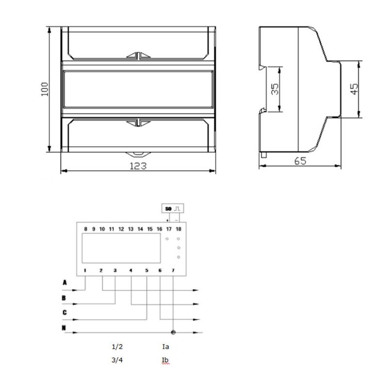 3 Phase 4 Wire Electric LCD Display Digital Energy Meter Calibrated For DIN Rail Power Meters 50/60HZ