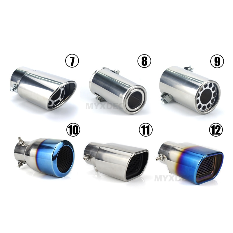 Silenciador de cano de escape universal, cano de aço inox com ponta de escape modificada, acessórios para garganta traseira