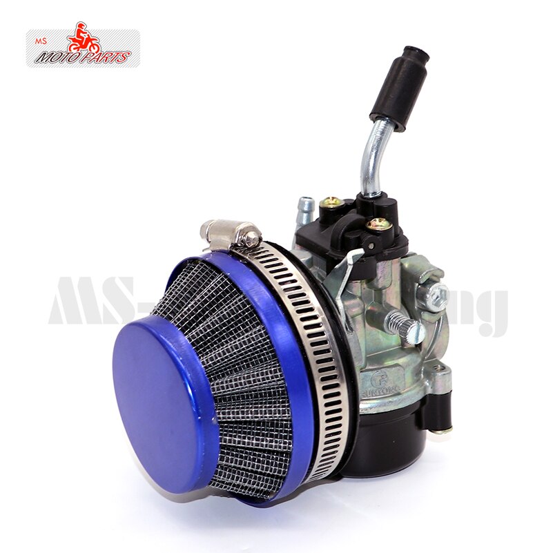 Cor mini dois tempos reequipado carburador do motor com filtro de ar para 49cc 50cc 60cc 66cc 80cc bicicleta motorizada: Blue air carb