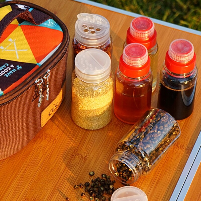 7 pcs Portable Spices Seasoning Jar Bag BBQ Organizer Seasoning Bottles Set for Camping BBQ Picnic