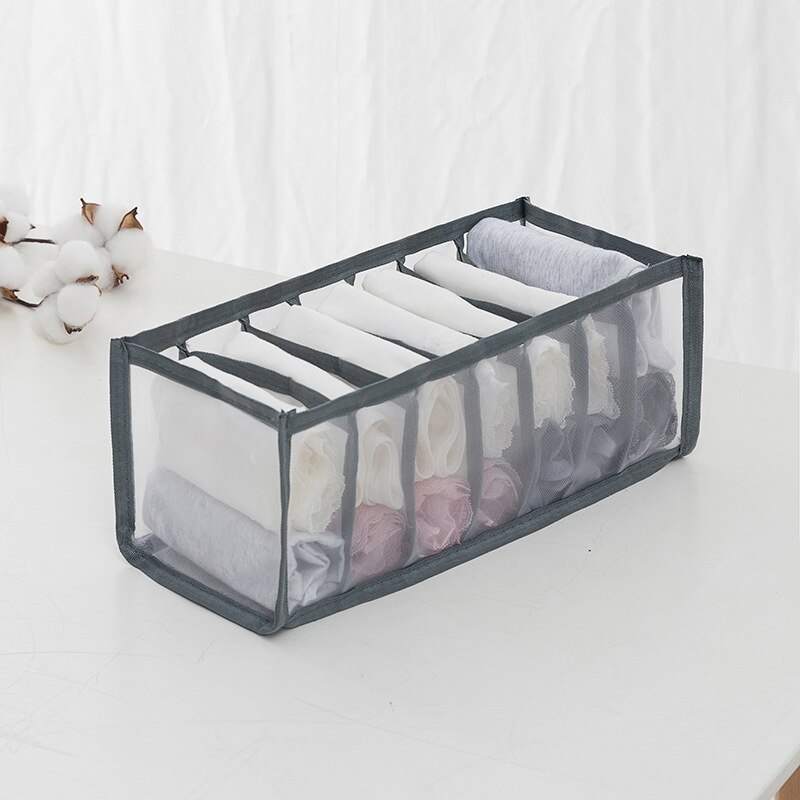 3Pcs/Set Foldable Underwear Bra Organizer Storage Box Drawer Closet Organizers Divider Boxes Bedroom Wardrobe Closet Organizer: gray-7 cell