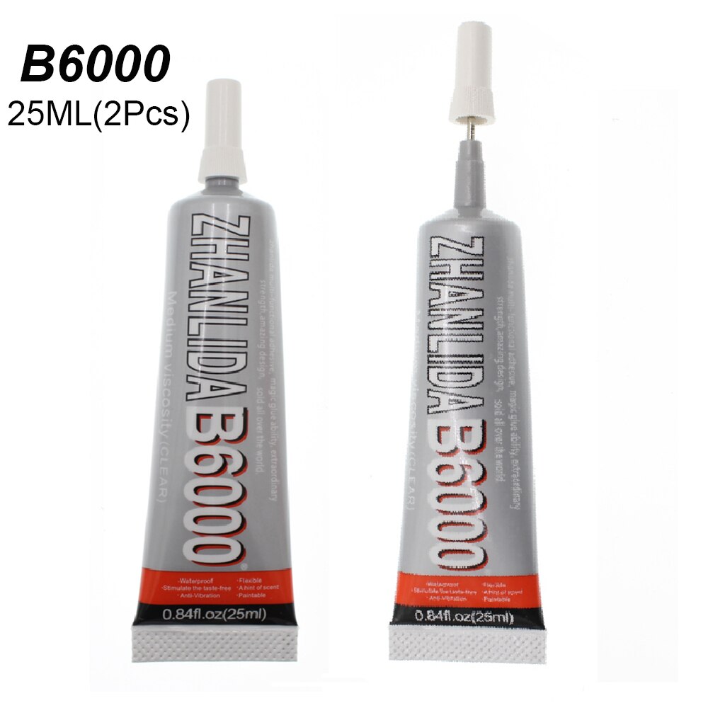 Transparent 2Pcs 25ml B7000 Glue Phone Screen Glass Epoxy Adhesive Wood Textile Clothes UV Component PVA B6000 E6000 E8000 T6000
