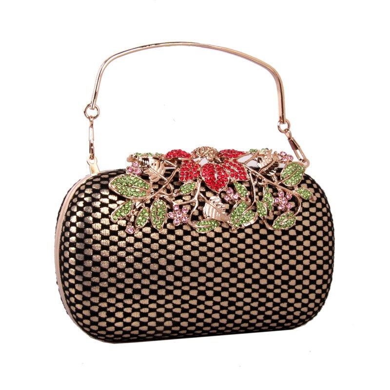 Blonder mesh svart clutch veske aften vesker clutches kvinner fargerik diamant veske hard case middag kjole skulderveske: Gull