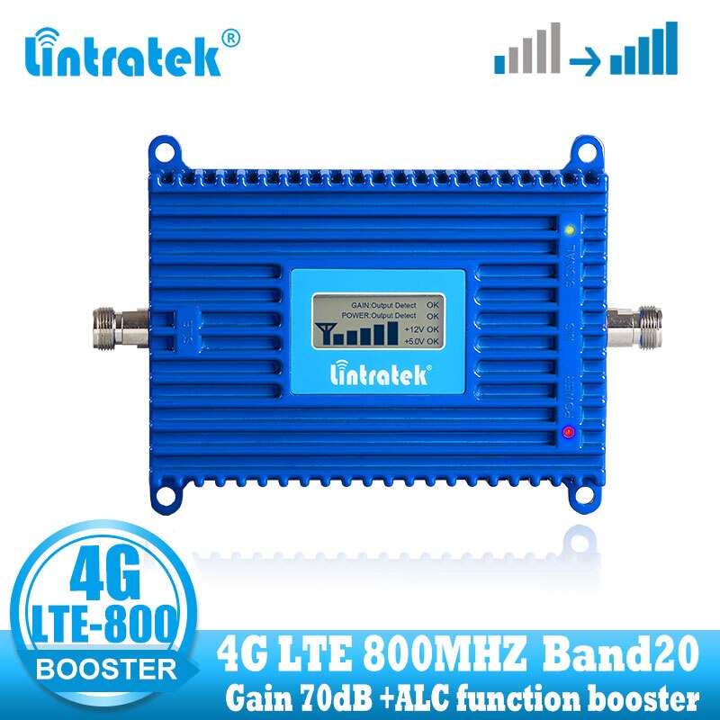 Lintratek LTE 800 mhz amplificateur de signal de téléphone portable 4G 800 mhz répéteur de signal cellulaire booster bande 20 4g réseau internet