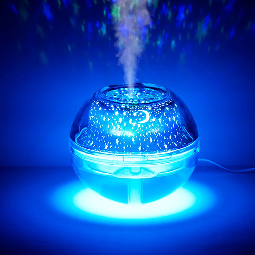 Electric Humidifier Essential Aroma Oil Diffuser USB Colorful LED Projector Light Humidifier Crystal Projection Lamp Night Lamp