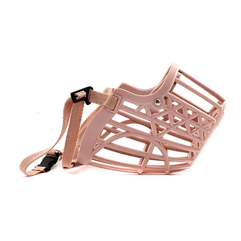 Muselière réglable rose en plastique solide pour chien, 7 tailles, masque buccal Anti-morsure pour chiot