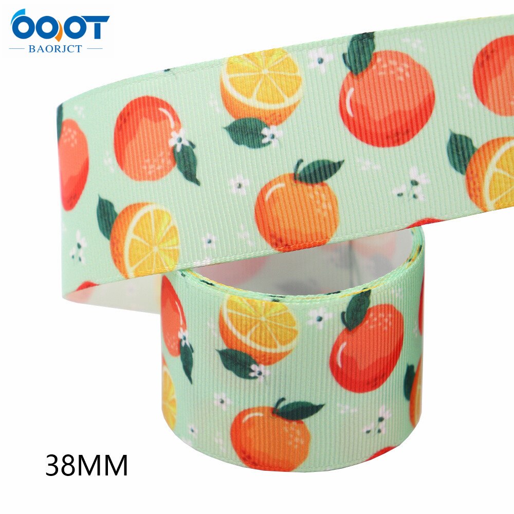38Mm 10Yards M-21610-789 Fruit Serie Thermische Overdracht Gedrukt Grosgrain Linten, Boog Cap Diy Party Verpakking Materialen: M-21610-789