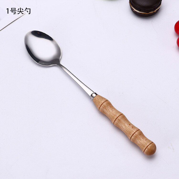 Yomdid 1pc middags kniv gaffel skje med tre håndtak rustfritt stål bestikk western food dessert servise gaffel skje servise: Skje 1