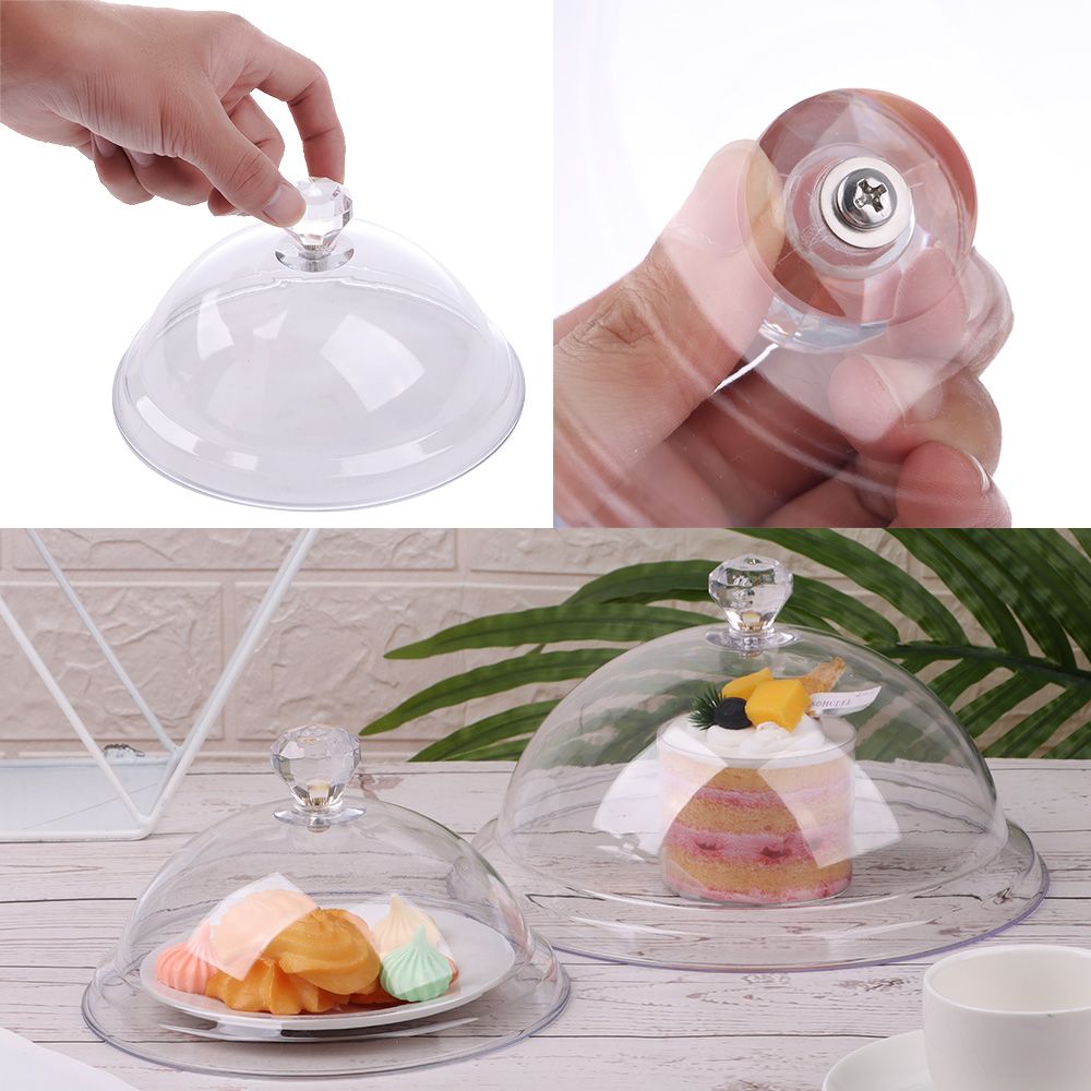 Kage tallerken brød frugt display holder akryl hærdet plast mad dække støvbetræk rundt fad låg fest dekoration