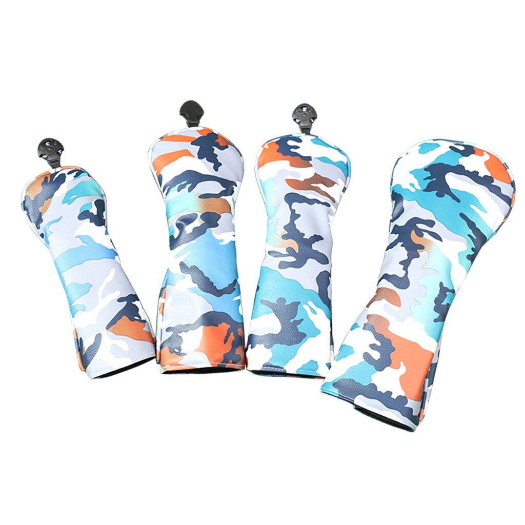 4x golf wood head covers woods driver headcover ärmar skydd med no.tag golfer: Blå