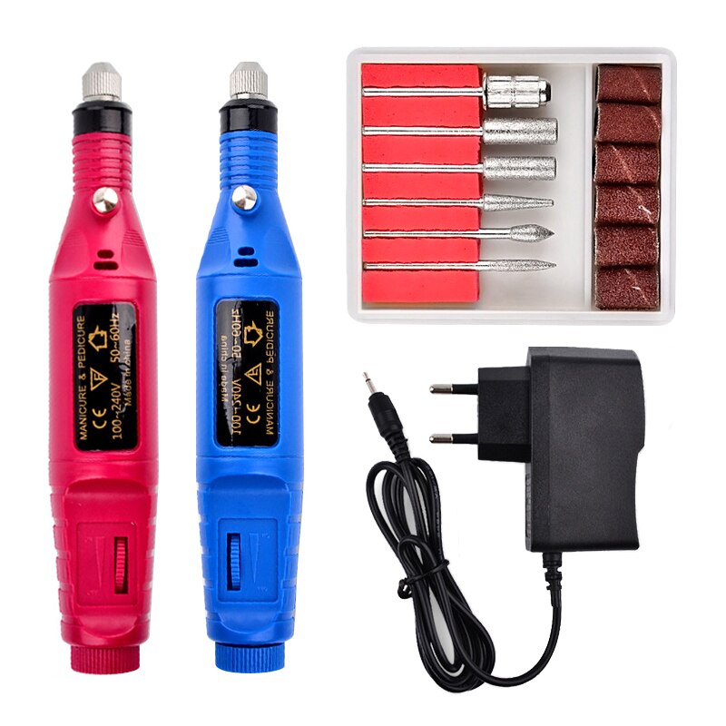 1 ensemble électrique perceuse à ongles Kit polonais rectifieuse pédicure 6 Bits ponçage tampon lime à ongles Nail Art stylo